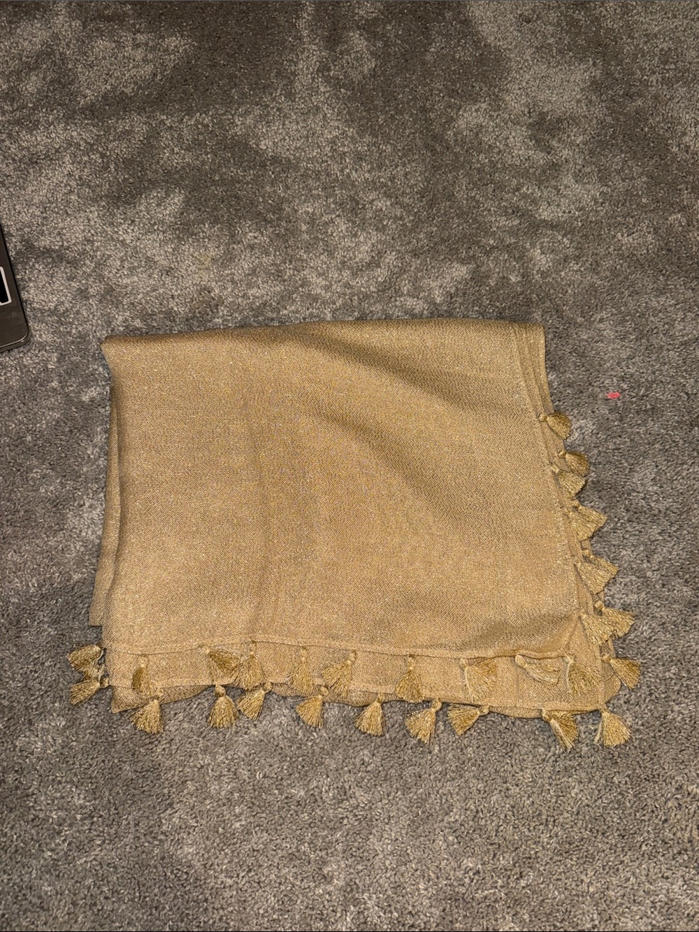 Lilly Pulitzer Metallic Gold Knit Scarf with Tassel Edge